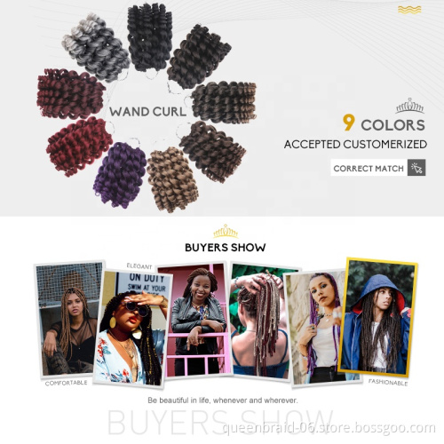 Synthetic Crochet Braiding Hair Jamaican Bounce Crochet Hair 20strands 8" Synthetic Crochet Hair Extension Ombre Jumpy Wand Curl